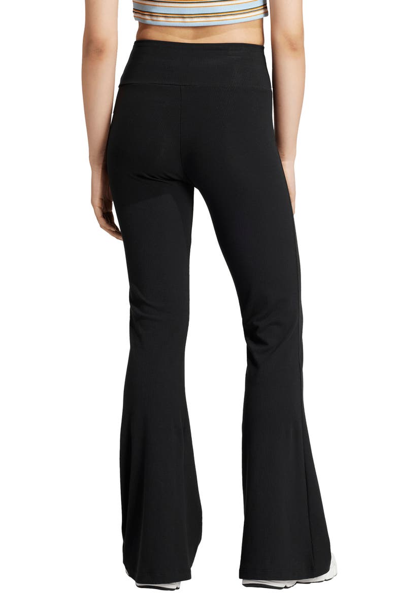 adidas Trefoil Essentials Rib Flare Leggings, Alternate, color, Black