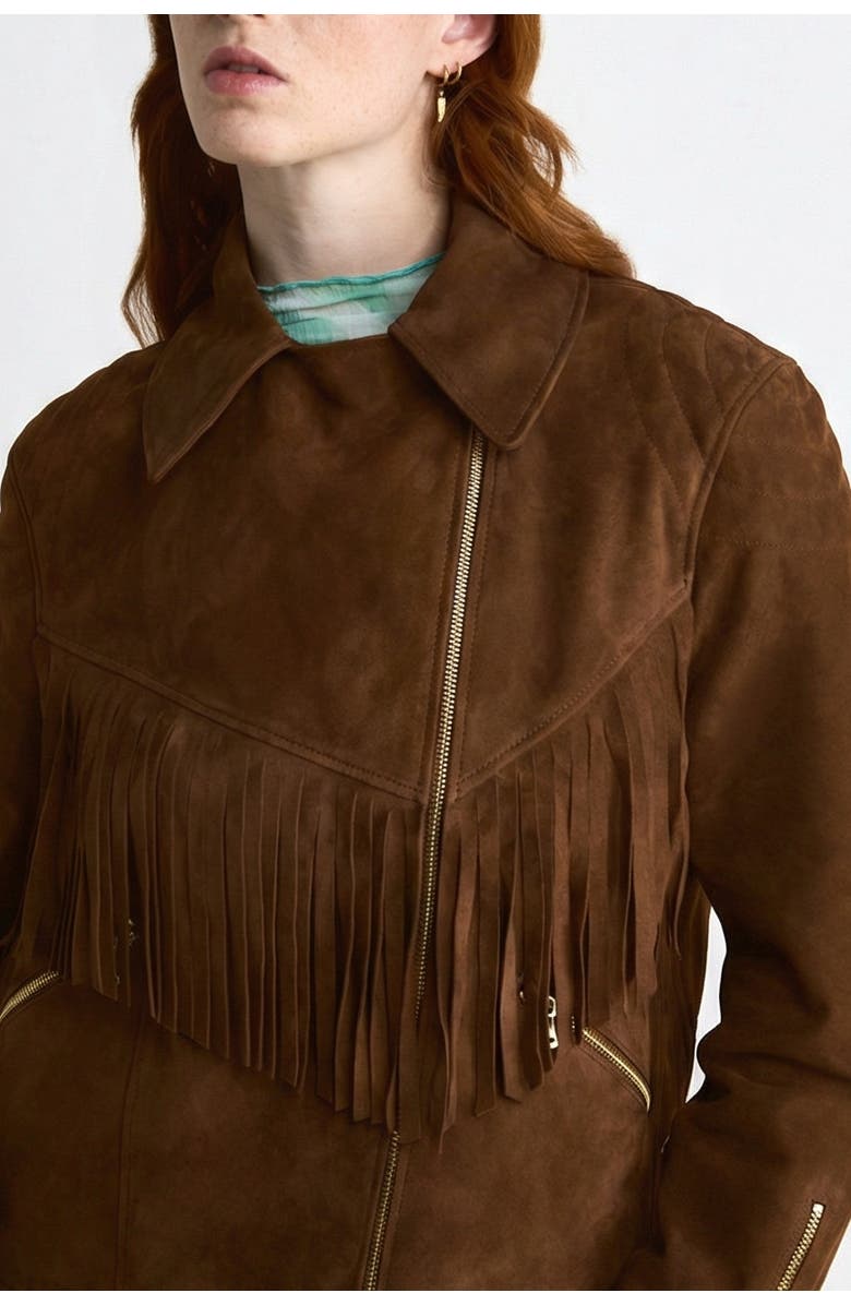 FURNIQ UK Lara Fringe Suede Jacket, Alternate, color, 