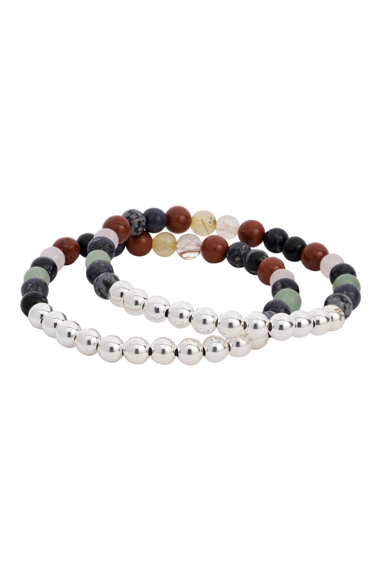 N32 Emotional Eating Set of 2 Healer's Bracelets, Alternate, color, SILVER