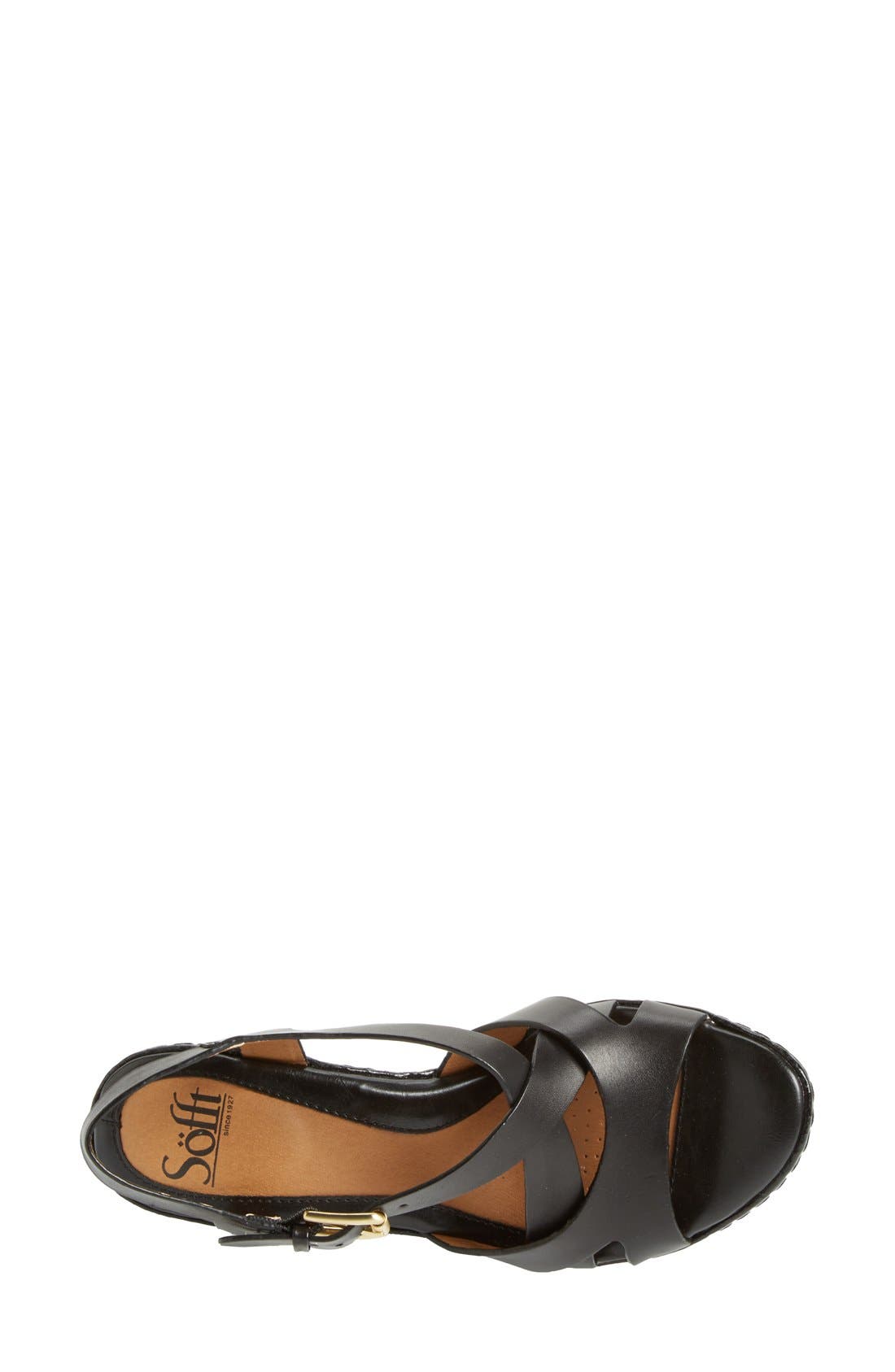 'Vivien' Strappy Leather Wedge Platform Sandal, Alternate, color, BLACK