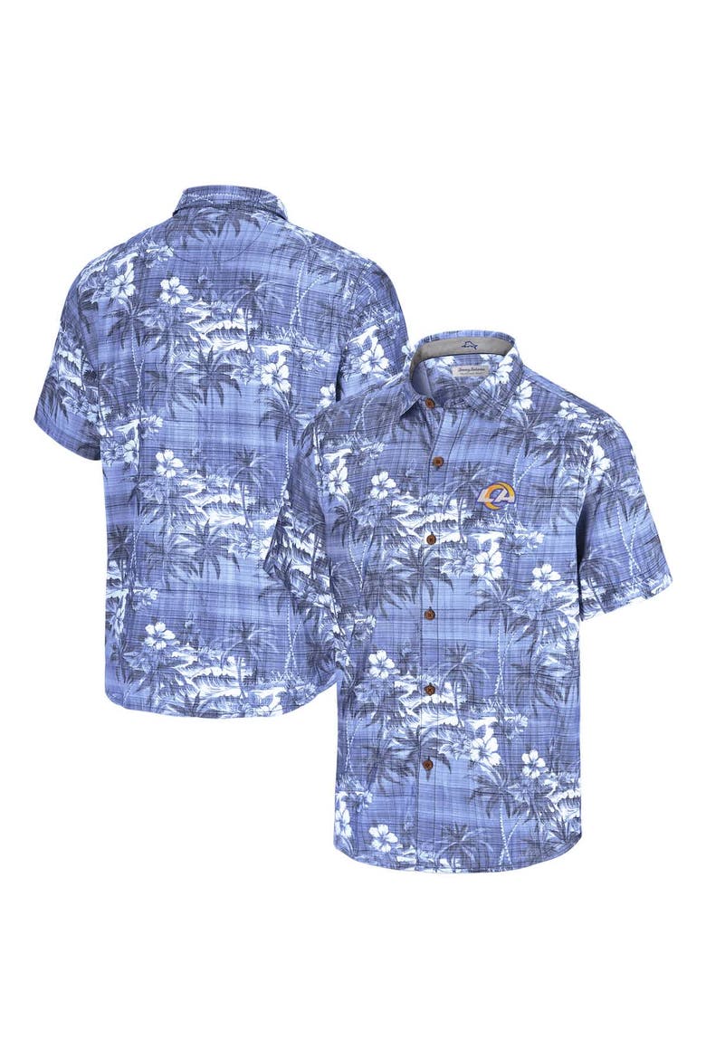 Men's Tommy Bahama Powder Blue Los Angeles Rams Coconut Point Isla Palmetta Camp Button-Up Shirt, Alternate, color, Powder Blue