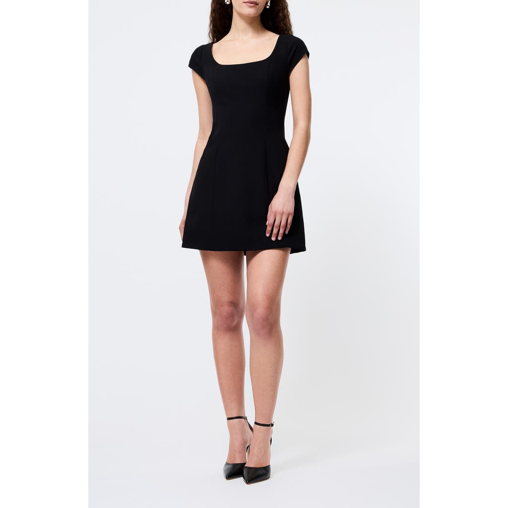 French Connection Azra Cap Sleeve Twill Minidress In Black