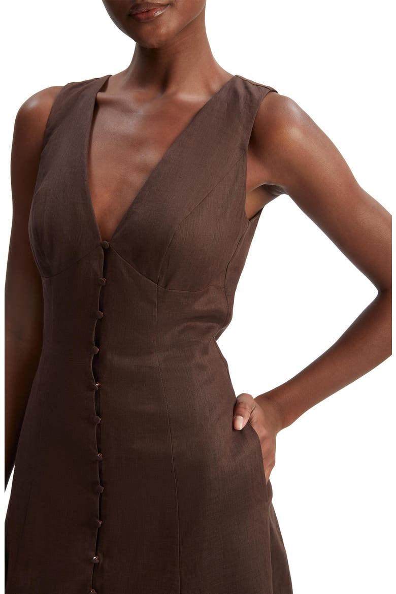 Cordelia Linen & Cotton Sleeveless Dress, Alternate, color, CHOCOLATE