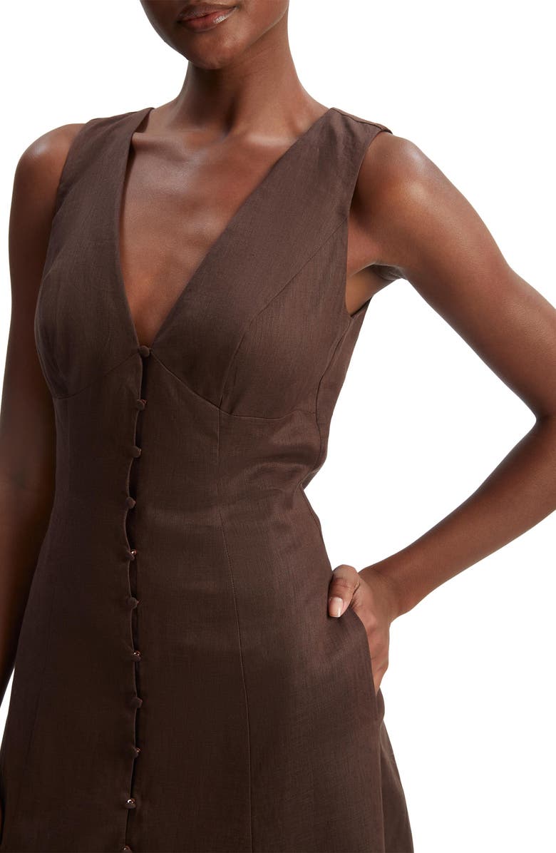 Bardot Cordelia Linen & Cotton Sleeveless Dress, Alternate, color, Chocolate