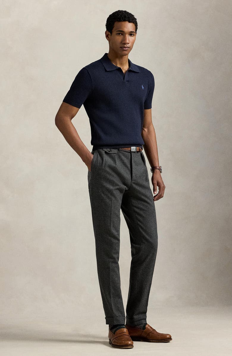 Polo Ralph Lauren Johnny Collar Rib Cotton Polo Sweater, Alternate, color, Navy Heather