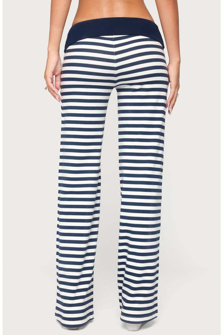 Fina Foldover Striped Flare Pants, Alternate, color, NAVY-AND-WHITE