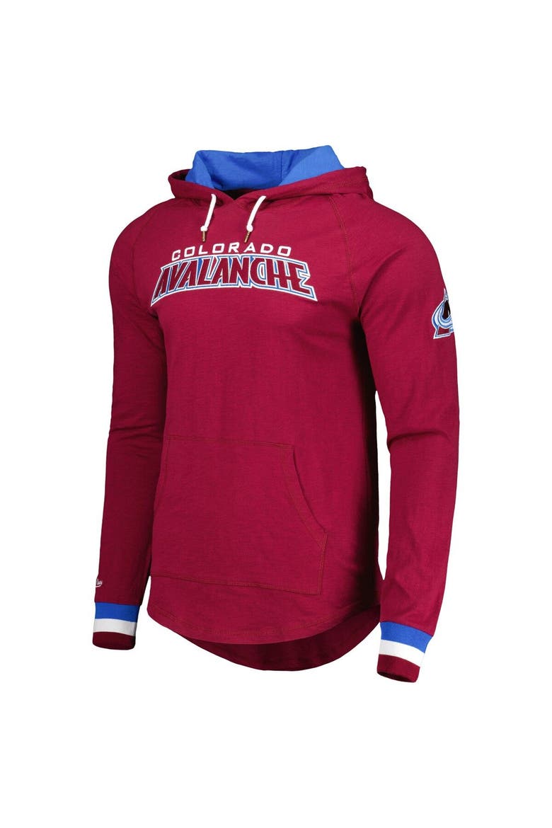 Men's Mitchell & Ness Burgundy Colorado Avalanche Legendary Slub Hoodie Long Sleeve T-Shirt, Alternate, color, Burgundy