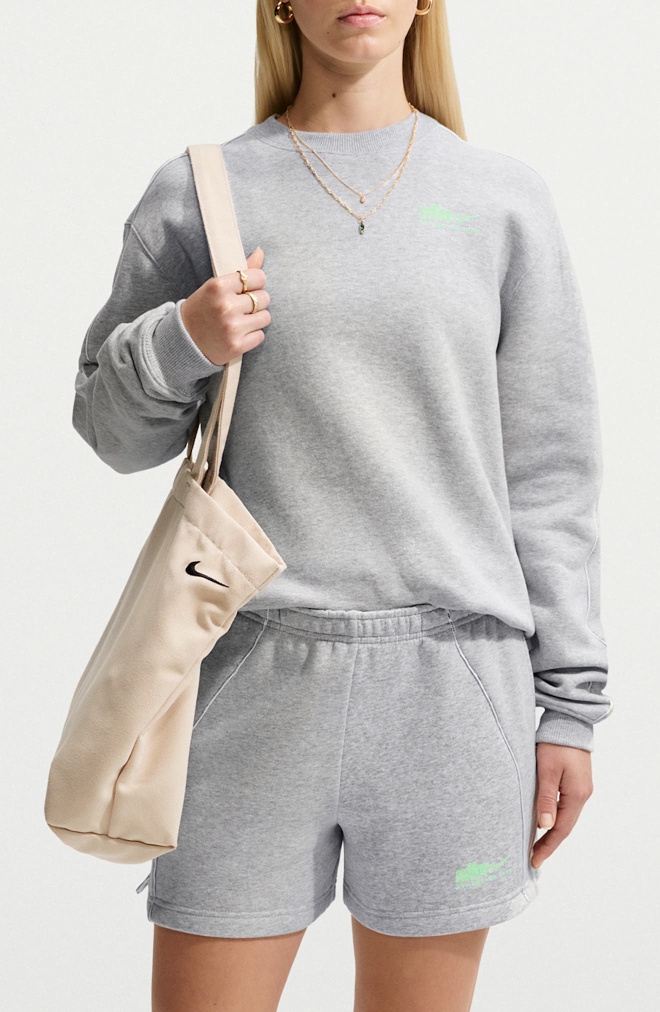 selected GREY HEATHER/ ILLUSION GREEN