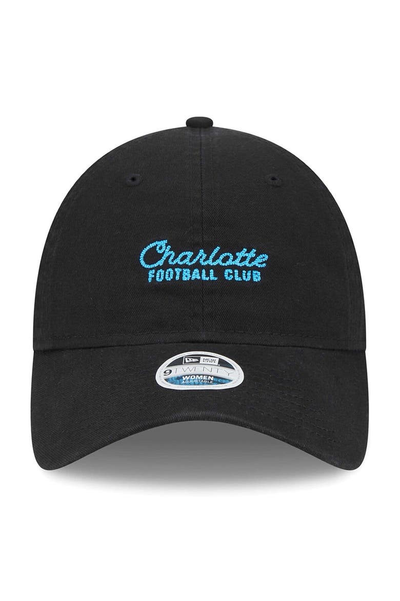 Women's New Era Black Charlotte FC Throwback 9TWENTY Adjustable Hat, Alternate, color, Black