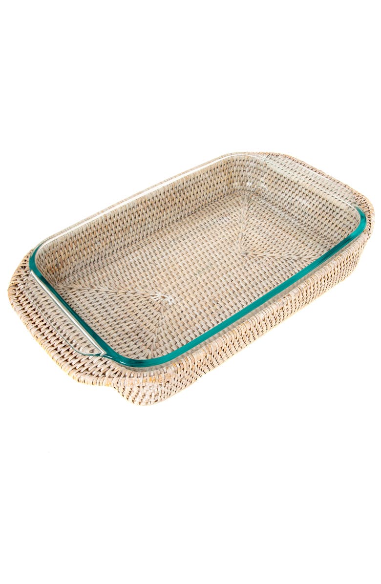 Artifacts Trading Company<sup>™</sup> Artifacts Rattan Rectangular Baker Basket with Pyrex - 13" Inches, Main, color, White Wash