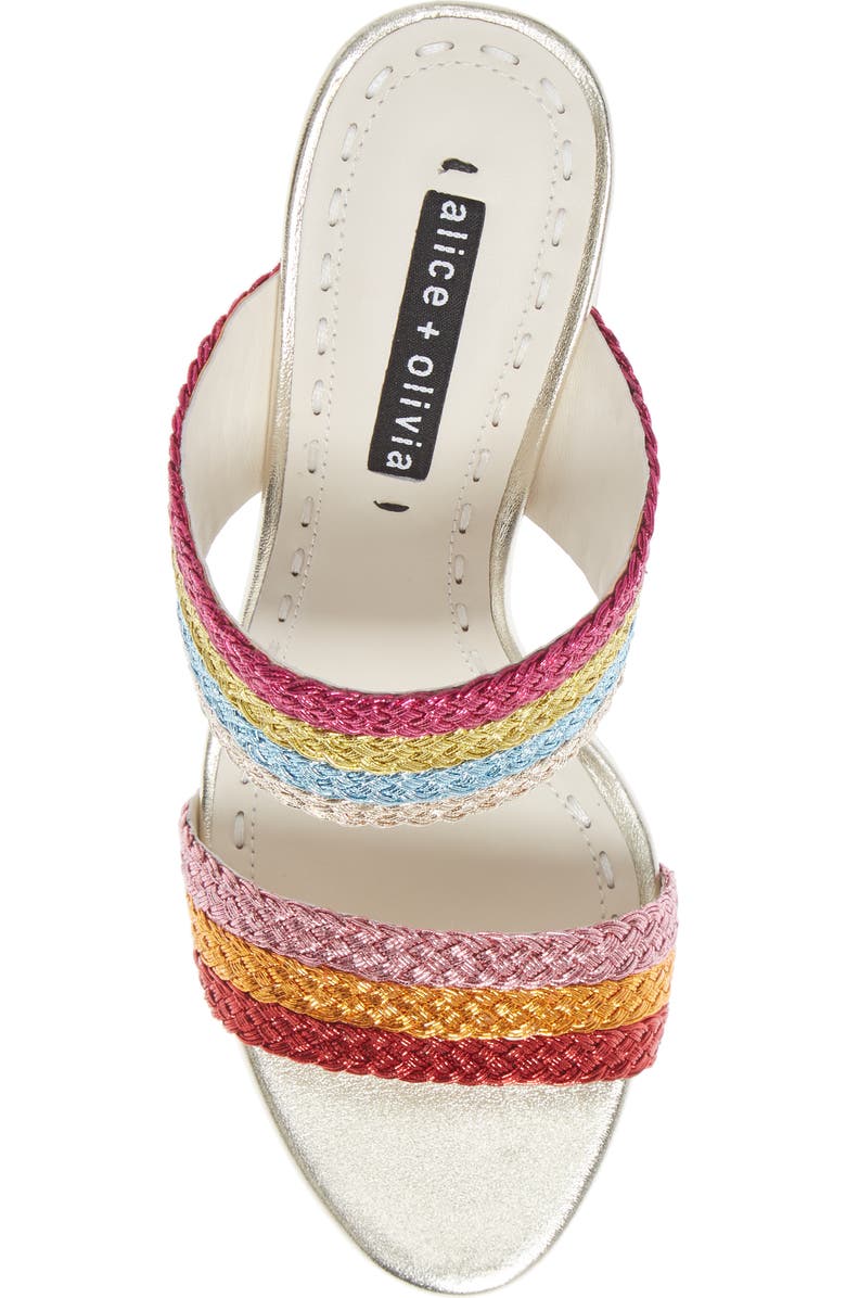 Alice + Olivia Loni Metallic Braided Strap Sandal, Alternate, color,
