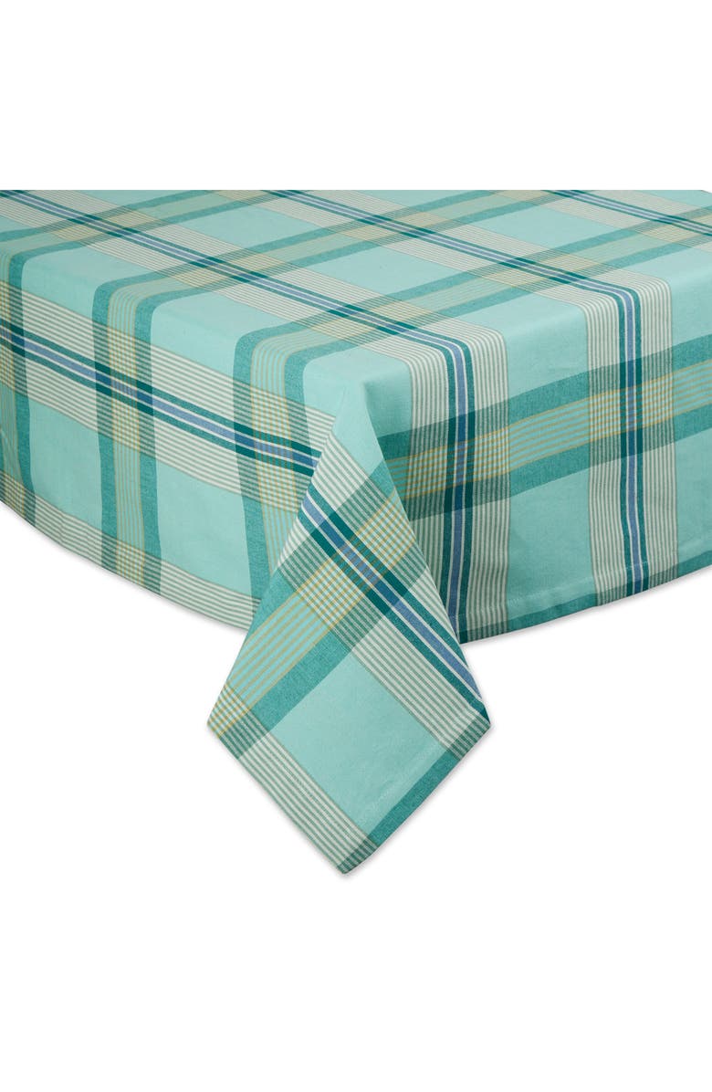 Design Imports Trellis Plaid Tablecloth, Alternate, color, Blue