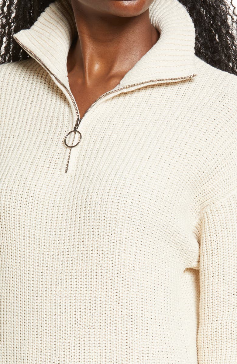 BP. Sporty Quarter Zip Long Sleeve Sweater Dress, Alternate, color, 