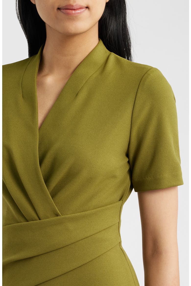 Pleated Scuba Crepe Dress, Alternate, color, IVY