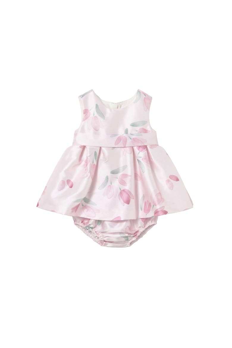 Satin Floral Dress with Nappy Cover, Main, color, Pink