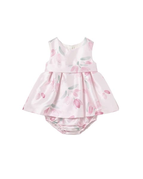 Satin Floral Dress with Nappy Cover