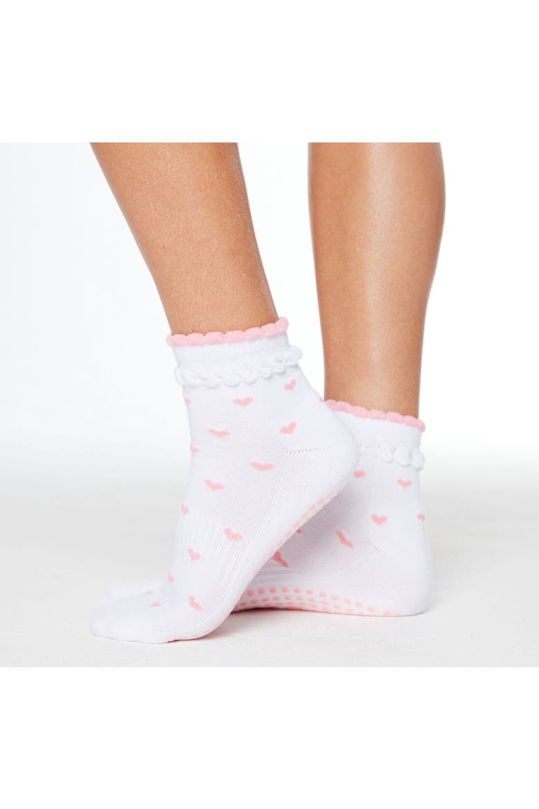Ruffle Hearts Ankle Grip Socks, Main, color, White