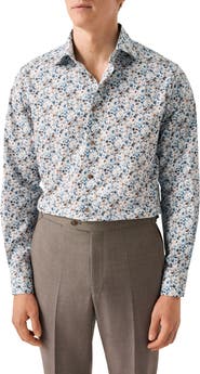 Eton Contemporary Fit Floral Cotton Dress Shirt