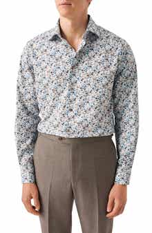 Eton Contemporary Fit Floral Cotton Dress Shirt