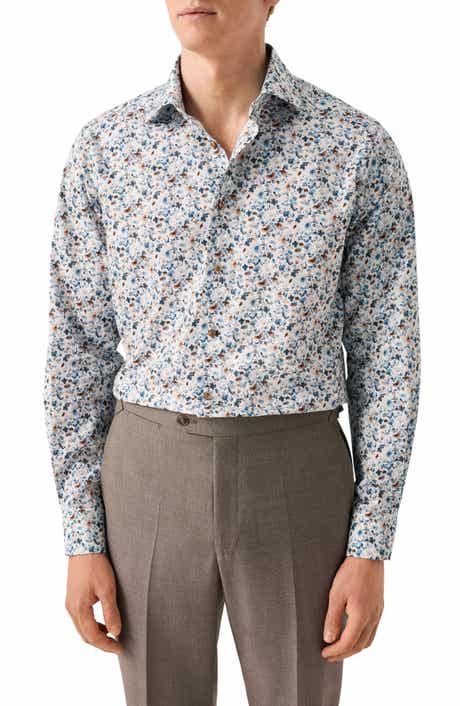 Eton Contemporary Fit Floral Cotton Dress Shirt
