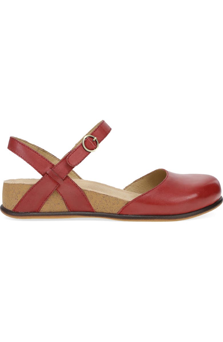 Dansko Christine Maryjane Flat, Alternate, color, Red Burnished Nappa