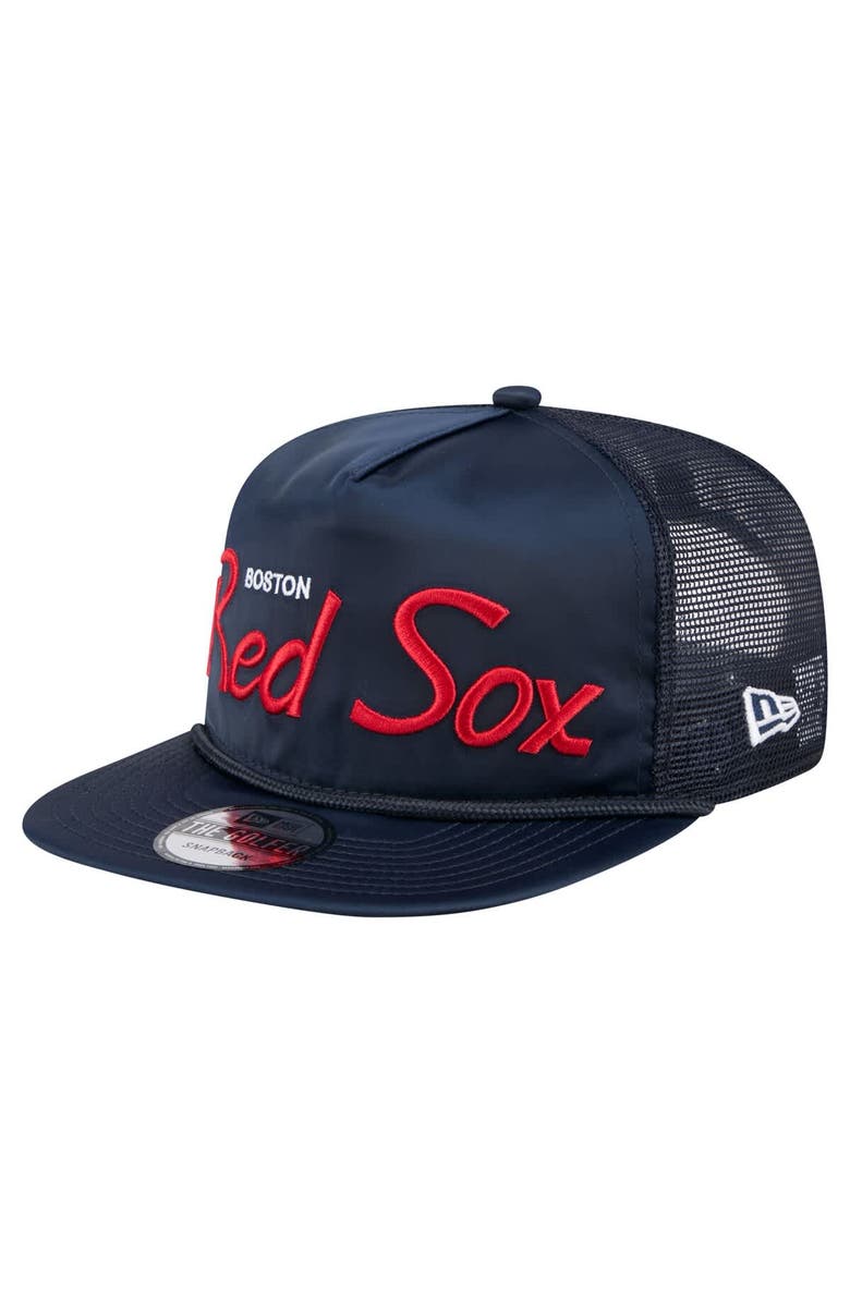 New Era Men's New Era Navy Boston Red Sox Retro Satin Script Golfer Adjustable Hat, Main, color, Navy