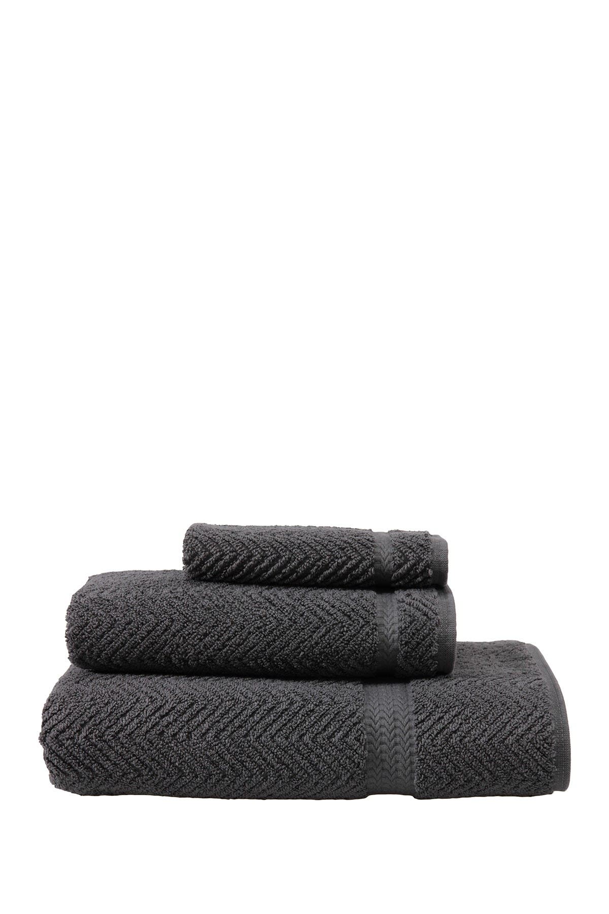 Linum Home Textiles Grey Herringbone 3-Piece Towel Set