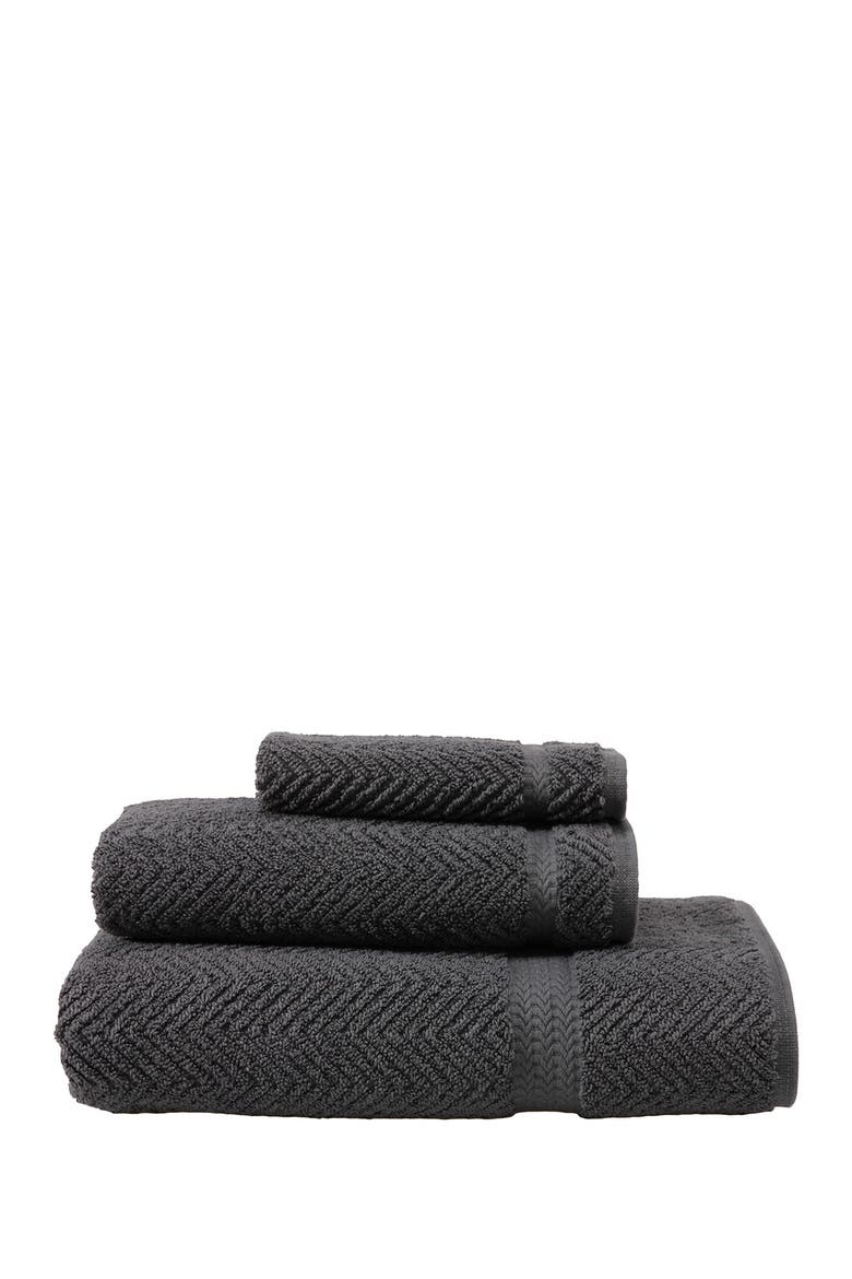 Grey Herringbone 3-Piece Towel Set, Main, color, GREY