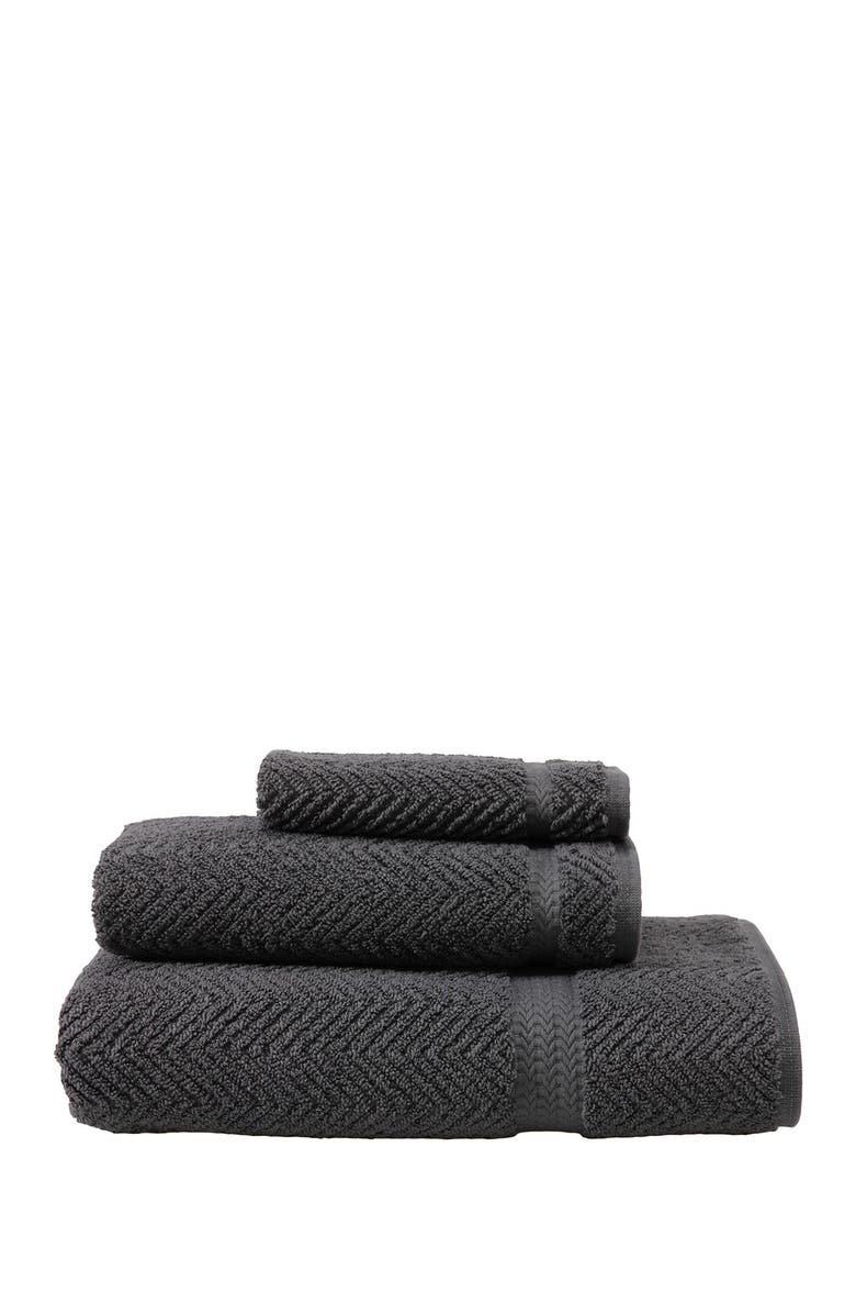 Linum Home Textiles Grey Herringbone 3-Piece Towel Set, Main, color, Grey