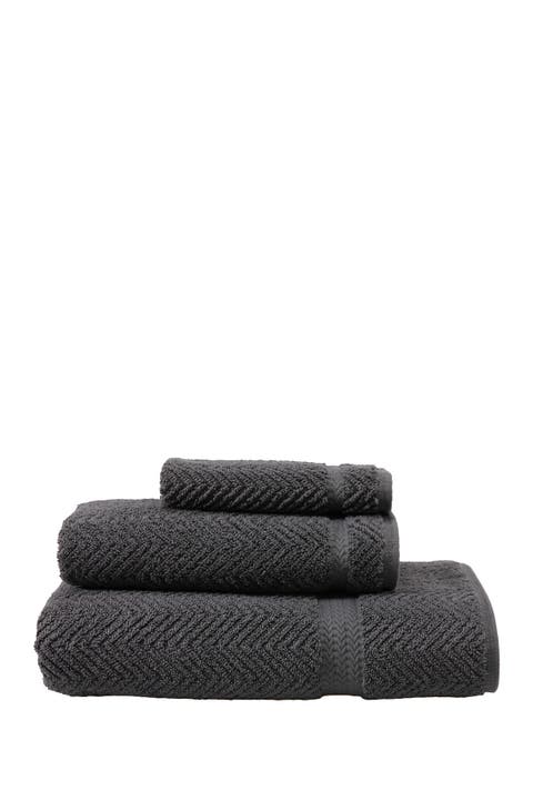 Grey Herringbone 3-Piece Towel Set