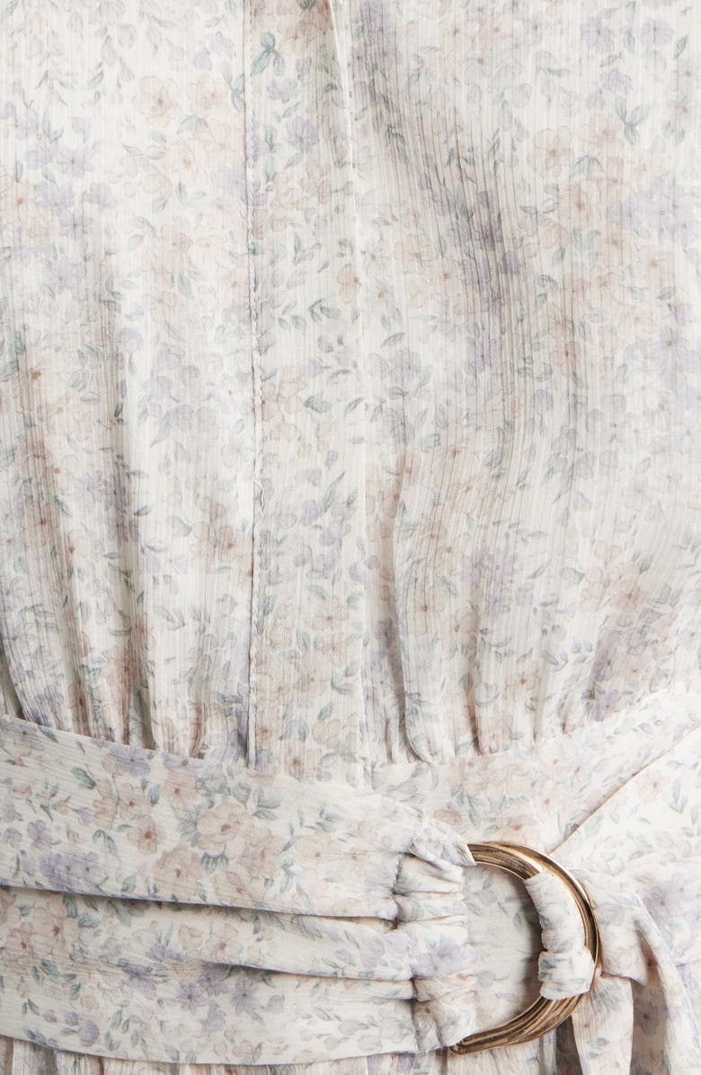 En Saison Josette Floral Long Sleeve Chiffon Minidress, Alternate, color, Ivory Periwinkle Sage