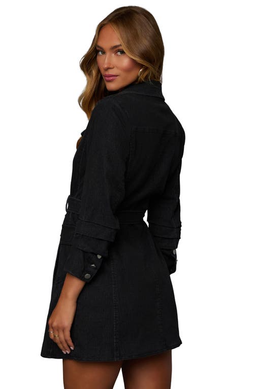 Vici Collection Raylen Belted Denim Minidress In Washed Black