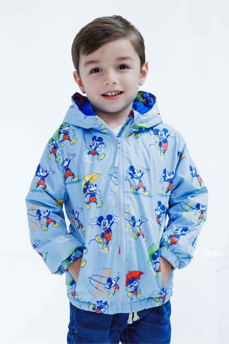 Mickey Mouse Fleece Hooded Rain Jacket, Alternate, color, Mickey Light Blue