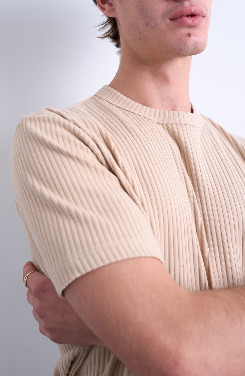 Topman Heavyweight Rib T-Shirt, Alternate, color, Camel