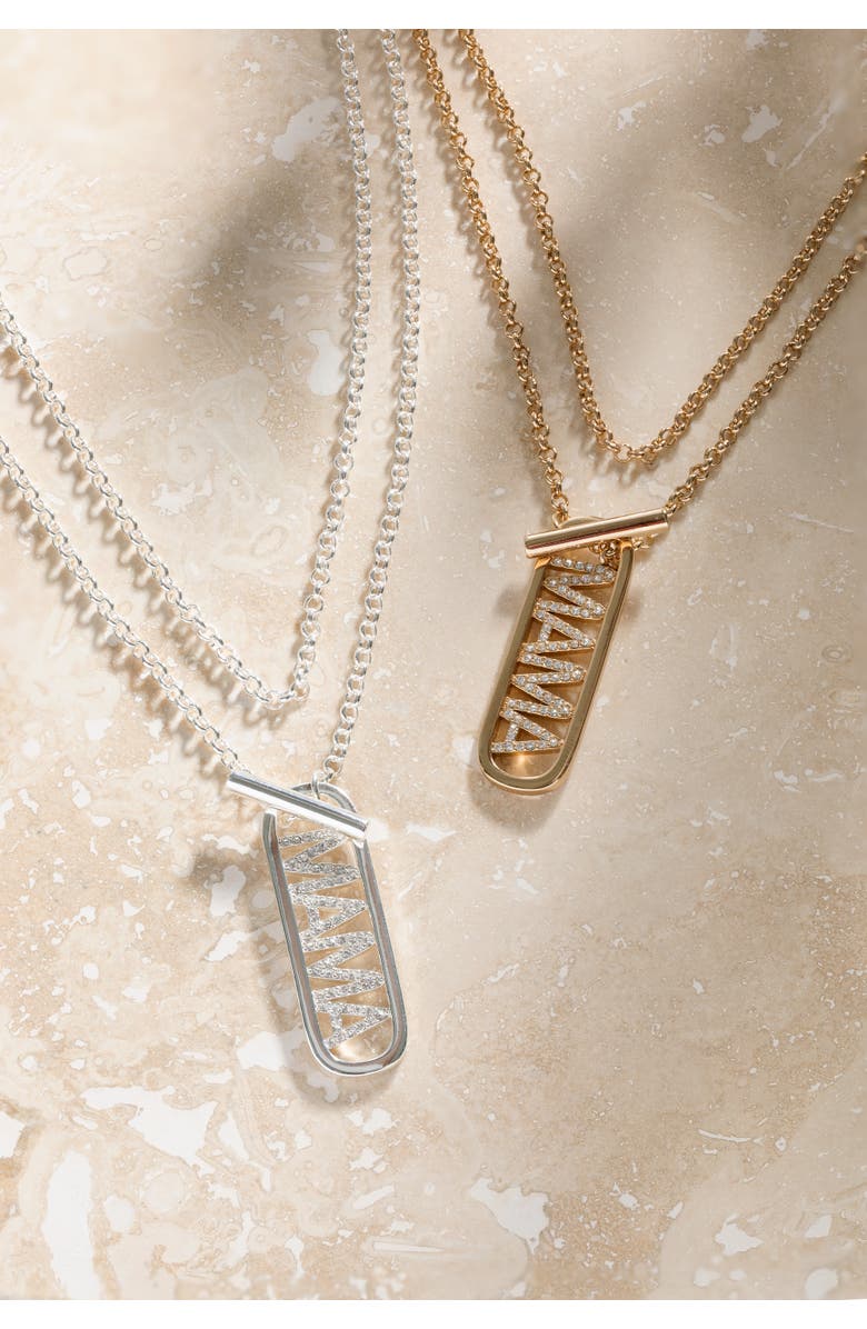 Alex and Ani Mama Pave Toggle Necklace, Alternate, color, Silver