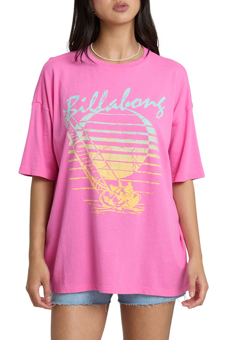 Every High Tide Oversize Cotton Graphic T-Shirt, Main, color, GUAVA