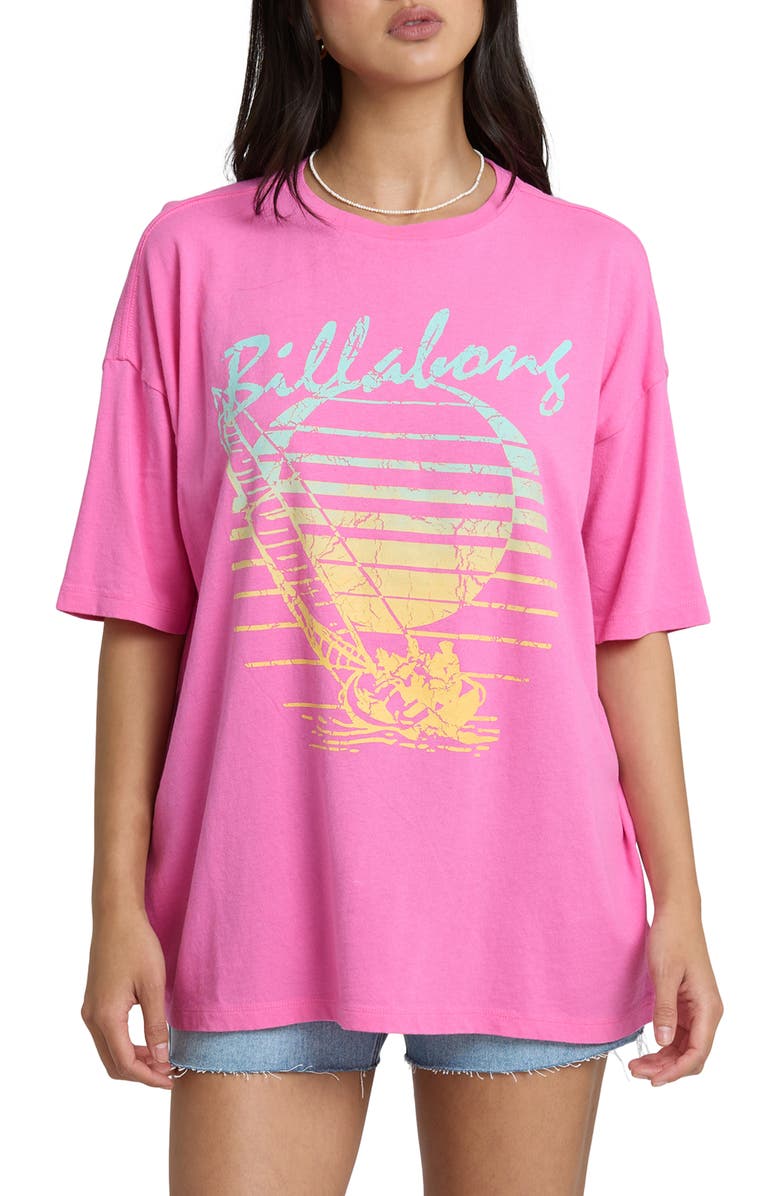 Billabong Every High Tide Oversize Cotton Graphic T-Shirt, Main, color, Guava