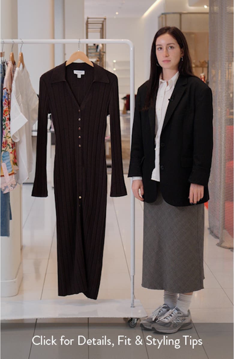 Long Sleeve Wool & Cotton Rib Dress, sales video thumbnail