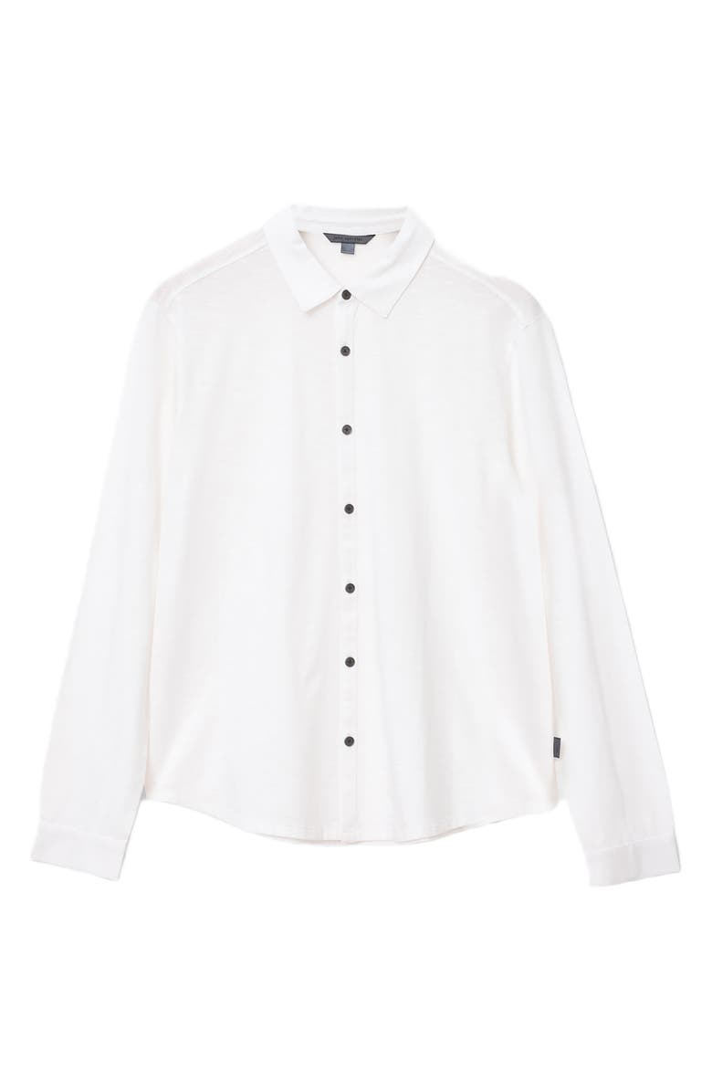 John Varvatos Gareth Organic Cotton Knit Button-Up Shirt, Alternate, color, White