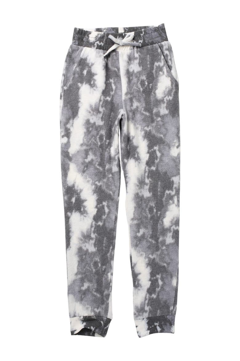 LOVE FIRE Tie Dye Print Joggers, Main, color, BLACK WHITE TIE DYE