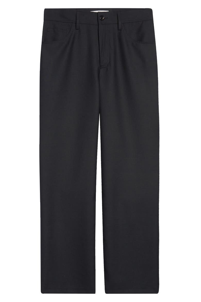 Jiro Wide Leg Twill Trousers, Alternate, color, BLACK WOOL