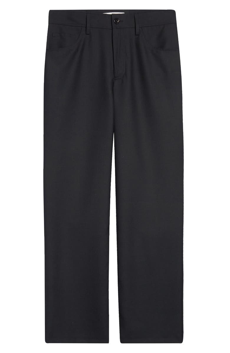 Séfr Jiro Wide Leg Twill Trousers, Alternate, color, Black Wool