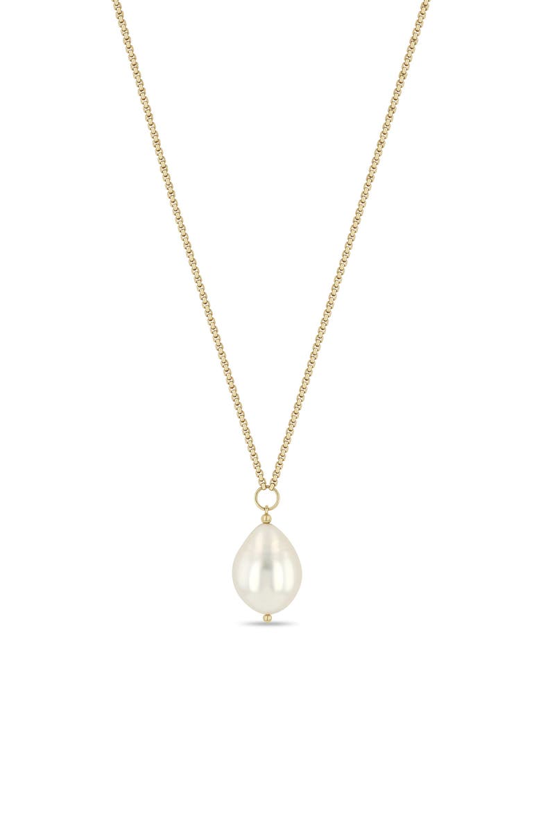 Zoë Chicco Freshwater Baroque Pearl Pendant Necklace, Main, color, 14K Yellow Gold