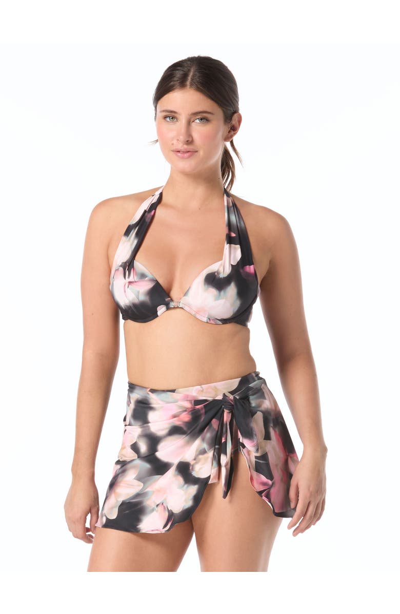 Coco Contours Cameo Halter Bikini Top, Main, color, Black Multi