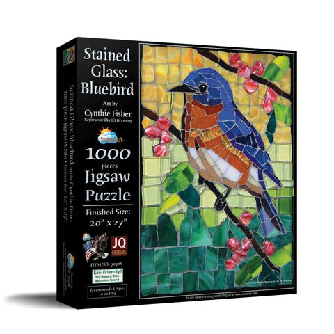 Stained Glass Bluebird 1000 piece Jigsaw Puzzle for Adults