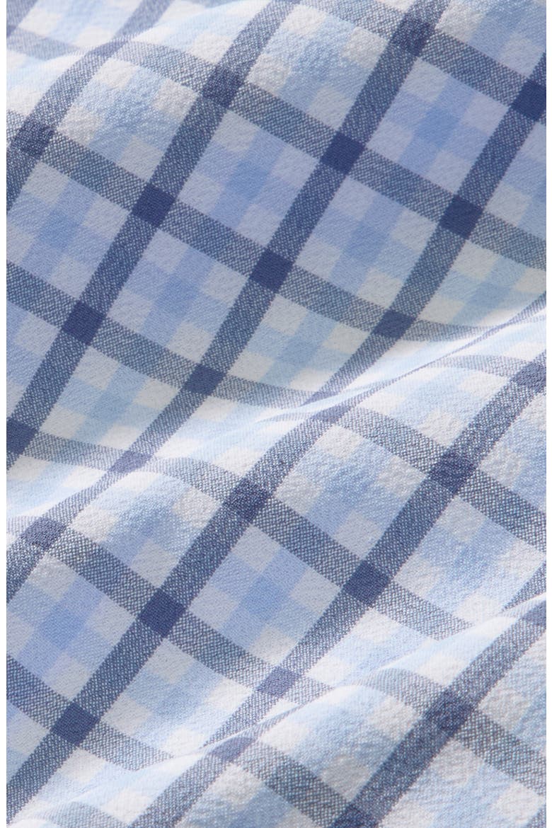 Leeward No Tuck Trim Fit Performance Button-Up Shirt, Alternate, color, CLOUD BLUE HUDSON PLAID