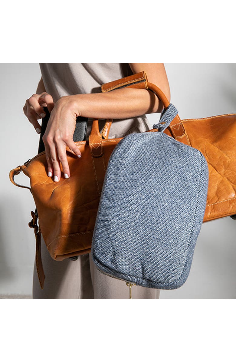 Pink Lemonade Shades Organic Cotton Travel Blanket and Eye Mask Set, Alternate, color, Navy