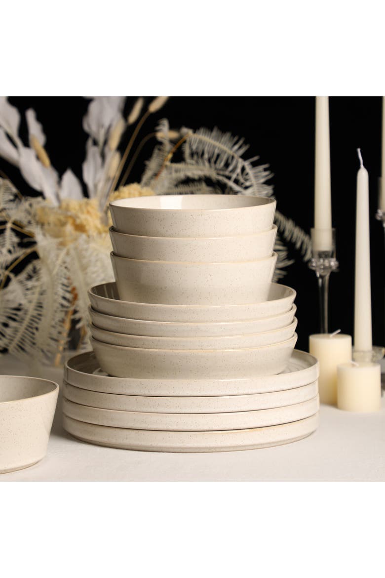 Claire Stoneware 24-Piece Dinnerware Set, Alternate, color, White