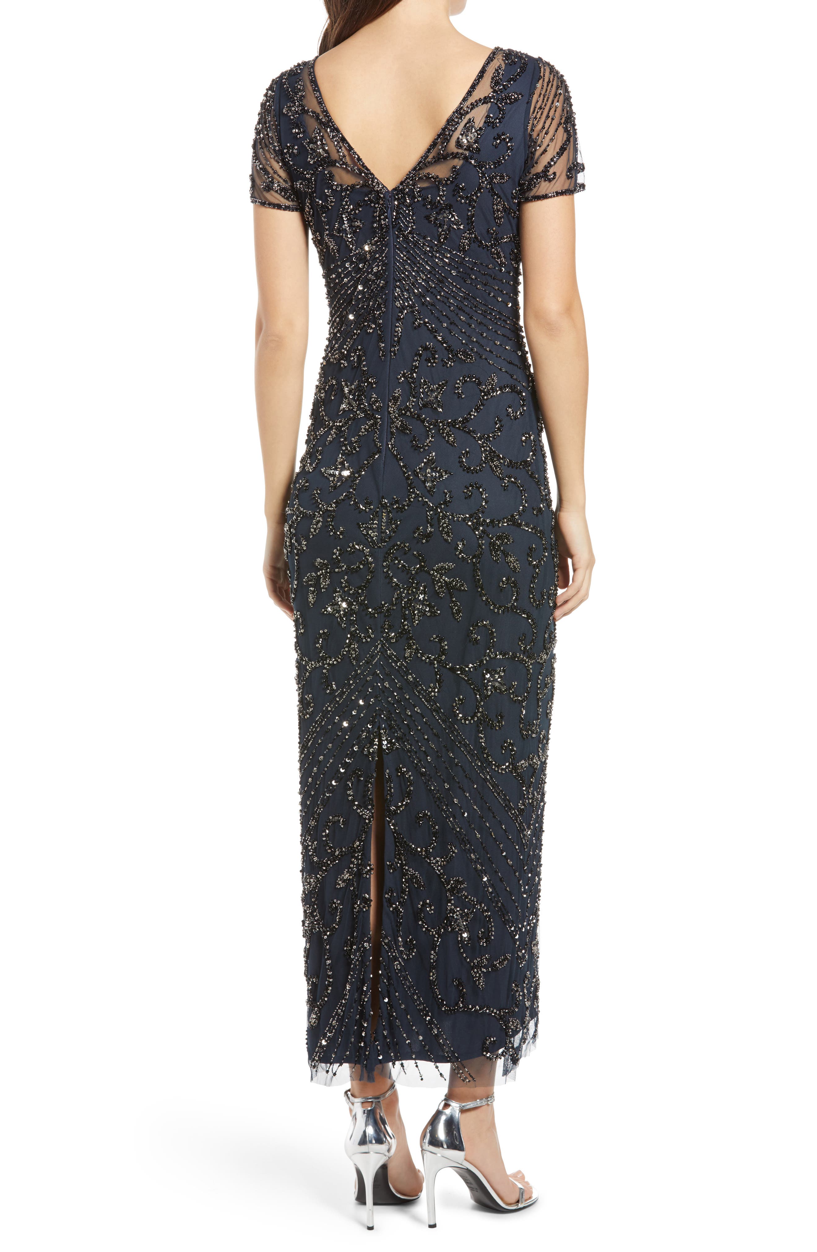 Pisarro Nights Beaded Mesh Column Gown (Women) | Nordstromrack