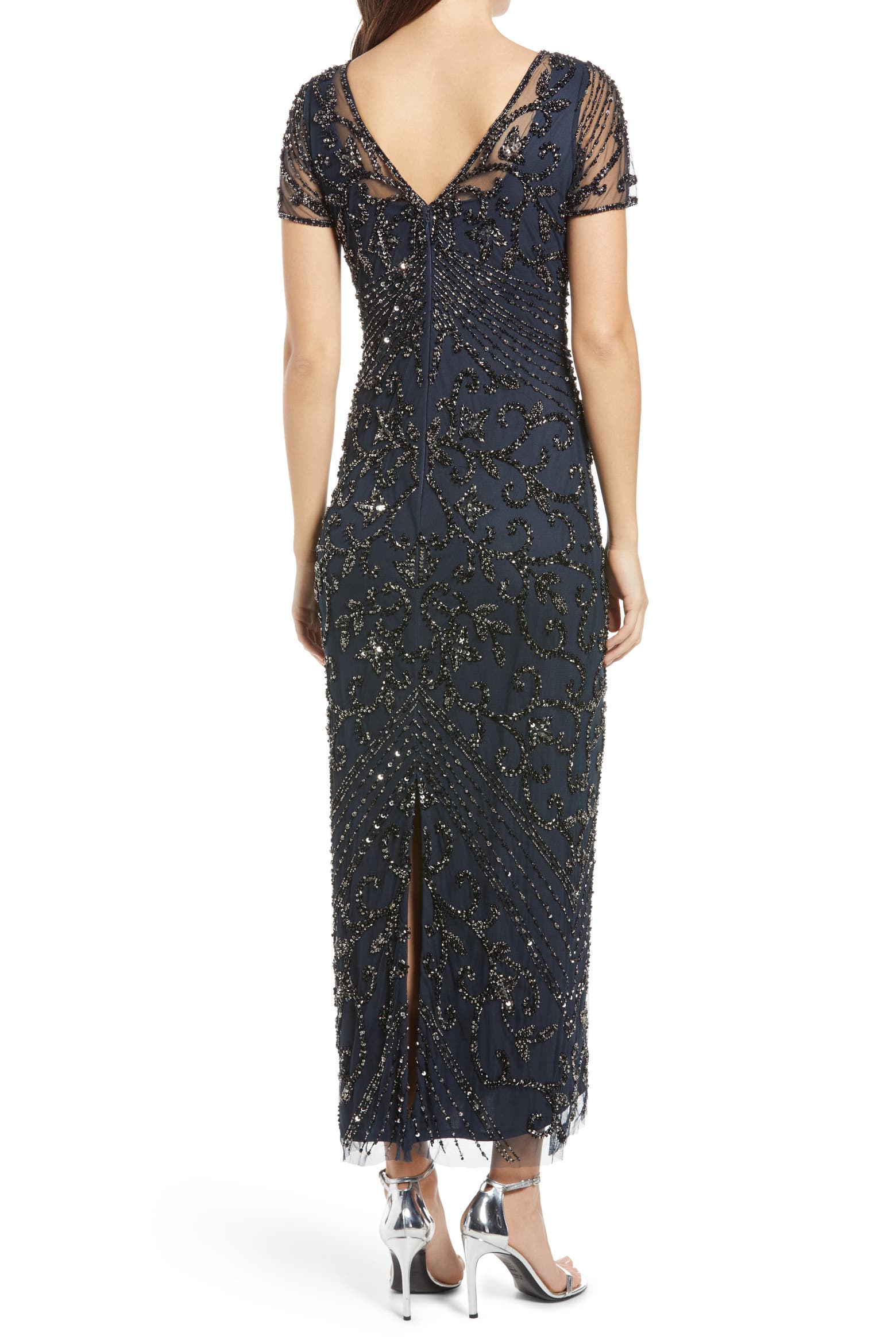 Pisarro Nights Beaded Mesh Column Gown (Women) | Nordstromrack